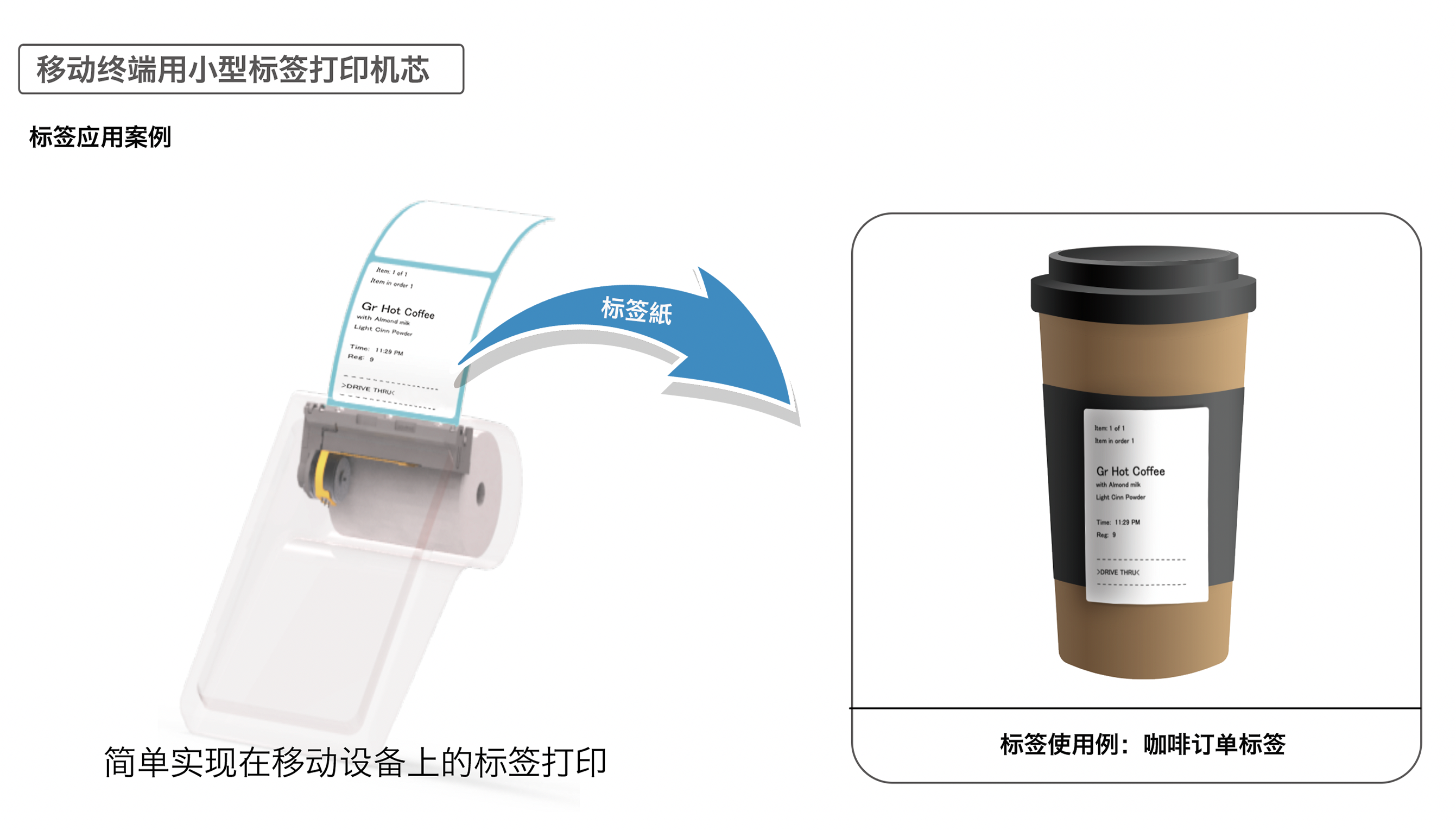 Ultra-compact mechanism for label printing mobile terminal